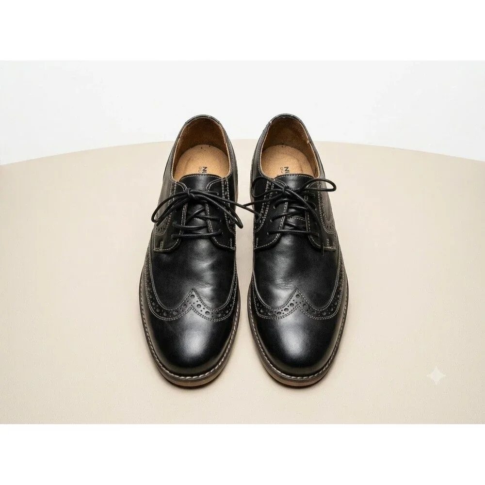 Nunn Bush Nelson Leather Wingtip Dress Shoe Black Men 8½